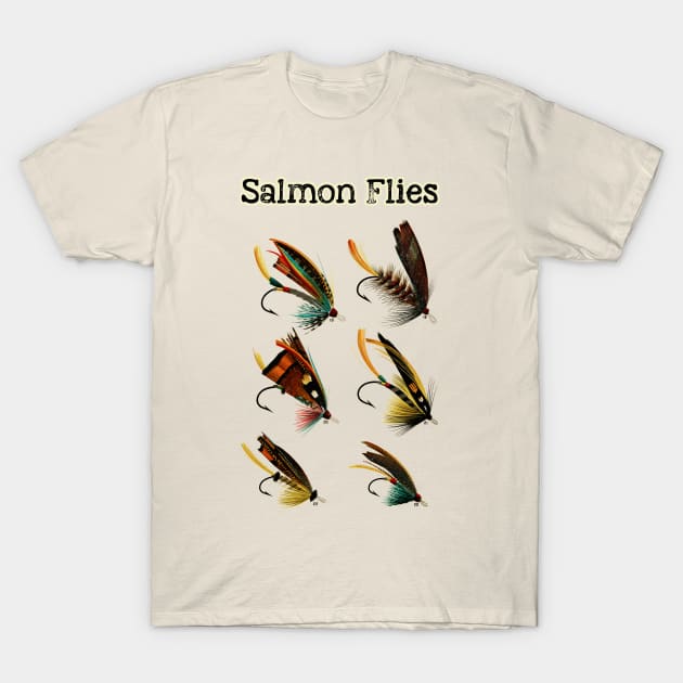 Vintage Salmon Flies T-Shirt by JonHerrera